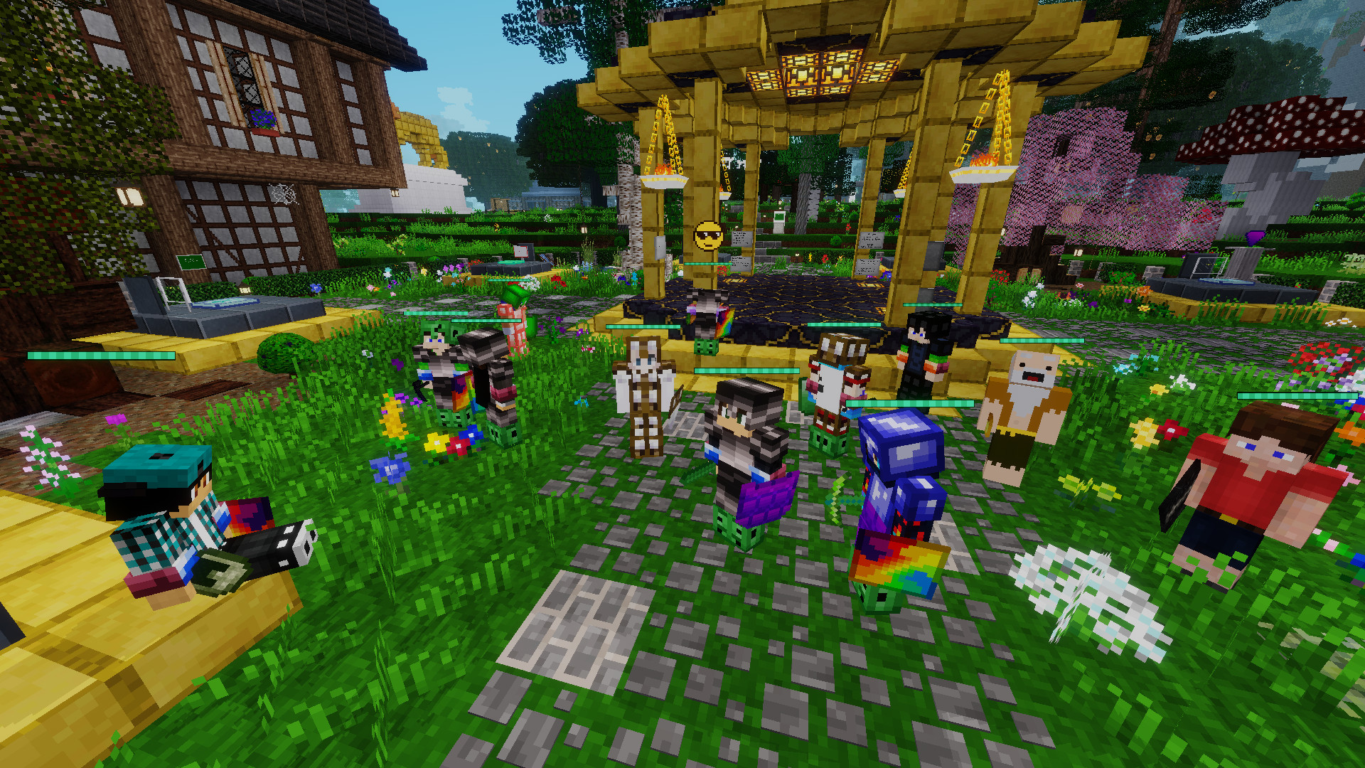 People gathered at spawn